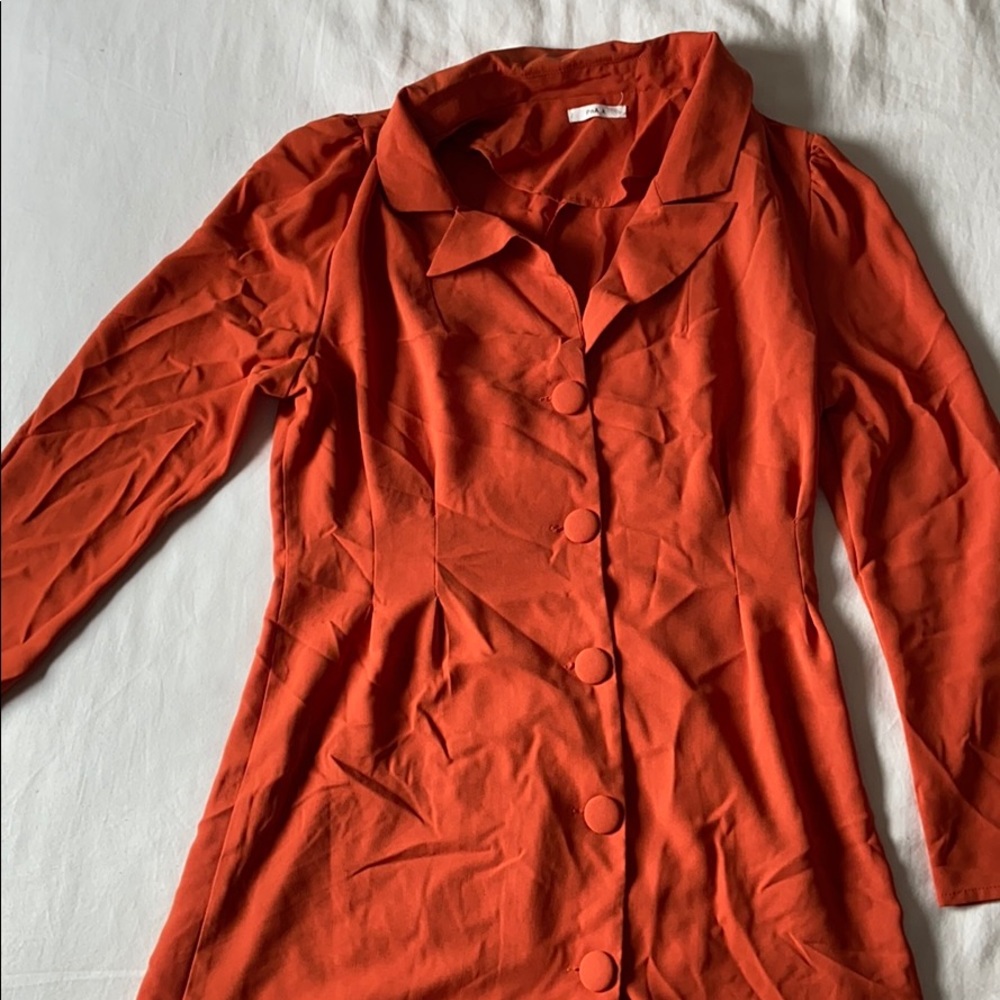 Rust colored buttoned long sleeve dress